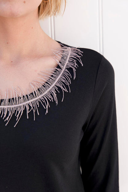 Long Sleeved T-shirt Black - Taupe