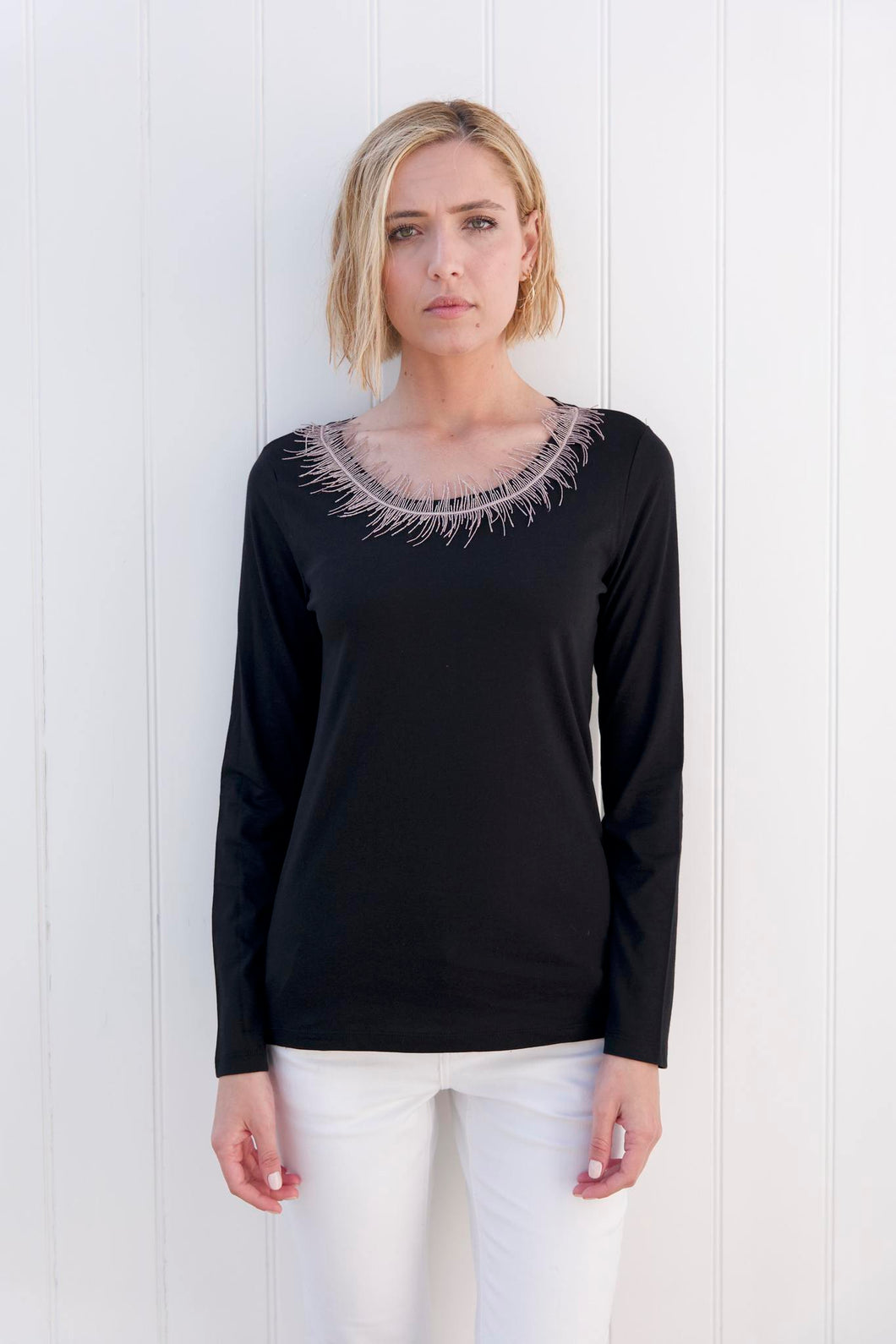 Long Sleeved T-shirt Black - Taupe